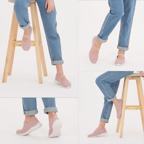 Image of HONHOLD Women's Casual Knit Mary Jane Flat Shoes with Arch Support