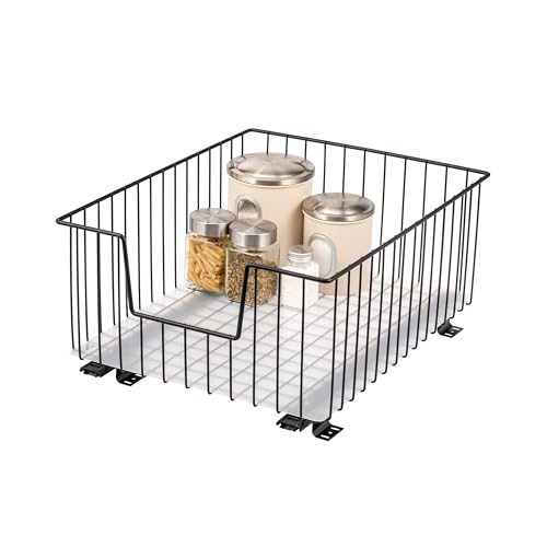 bremermann Schrank-Korbauszug 40 cm Breite mit Einlegeboden, Küchenschublade zum Nachrüsten, Vollauszug mit Teleskop-Schienen, ideal für Küche, Bad & Schlafzimmer, aus Metall (Schwarz)