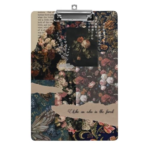 クリップボード ラワー 花柄 シール 絵を貼る 和風 A4サイズ対応 クリップファイル バインダークリップ 用箋ばさみ ファイルボード メモ帳 縦型 書類整理 おしゃれ かわいい 筆記 多機能 壁掛け プレゼント