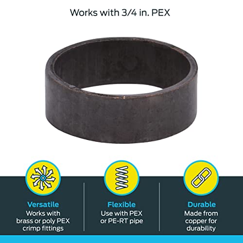 Image of SharkBite 3 /4 Inch Copper Crimp Rings, Pack of 100, PEX Pipe, PE-RT, 23103CP100