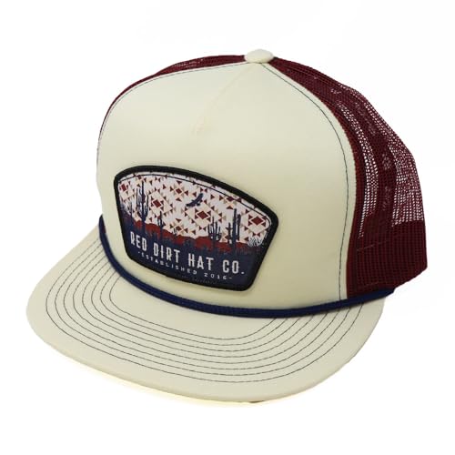 Image of Red Dirt Hat Company Southwest Adjustable Snapback Hat (Over Yonder - Stone /Burgundy)