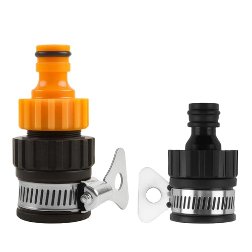 2PCS Kitchen Tap Hose Connector, Mixer Hose Pipe Tap Connector Kitchen Sink Indoor Adaptor Tap Water Connector UK Garden Bathroom Universal Indoor and Outdoor Faucet Washing Machine Easy to Install