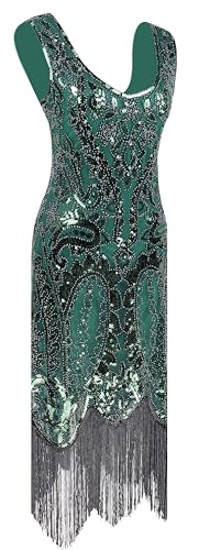 Image of Peacock-inspired 1920s Gatsby Beaded Flapper Sling Dress Womens Vintage Cocktail Dress W /Complete Accessories Set