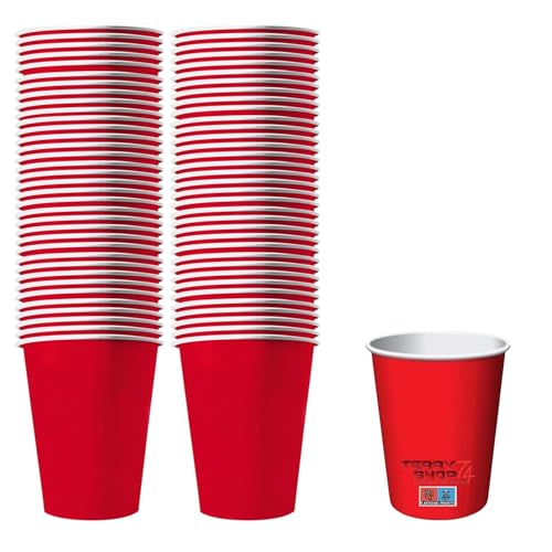 Terryshop74 Copos de papel ecológico compatíveis com 180 ml de cores para bebidas quentes e frias lote (180 ml vermelho, 100 unidades)
