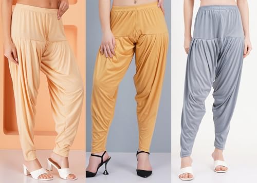 Image of Buy That Trendz Patiyala Pants for Women 3 Combo Patiyala Salwar Harem Viscose Bottoms Pants for Womens