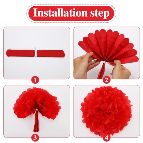 Image of BestoFun 16 PCS Red White and Blue Pom poms Fourth of July Decorations Patriotic Tissue Paper 4th of July Party Decorations Independence Day Memorial Day Patriotic Decorations