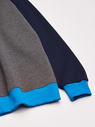Fruit of the Loom Boys' Fleece Crewneck Sweatshirt, CHARCOAL HEATHER/GHOST NAVY/PACIFIC BLUE, 2X-Large2