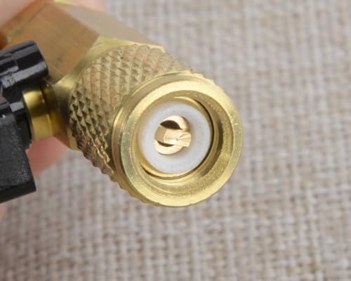 Válvula de cierre rápido recta de 1/4" SAE color azul para recarga de refrigerantes HVAC R134A, R22, R12 y R410A miniatura 5