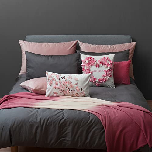 King Rose 3D Butterfly Accent Throw Pillow Cover Sweet Heart Decorative Cushion Cover Soft Pillowcase For Valentine's Mother's Day Sofa Home Decor 18 X 18 Inches Pink #TOP4