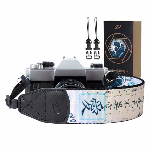 Sangle pour appareil photo soulageant les cervicales avec jacquard vintage