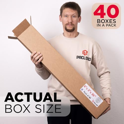 Image of Tall Cardboard Boxes 6 inchL x 3 inchW x 36 inchH (Pack of 40) - USA-Made Packing Boxes for Moving, Shipping, or Storage - USPS, UPS, FedEx Approved - Professional Packing Supplies for Moving | USA-Made Packing Boxes for Moving, Shipping, or Storage - USPS, UPS, FedEx Approved - Professional Packing Supplies