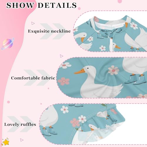 Ducks Boots Pattern Girls Rash Guard Swimsuits Long Sleeve One Pieces Bathing Suit UPF 50+ Zipper Swimwear4