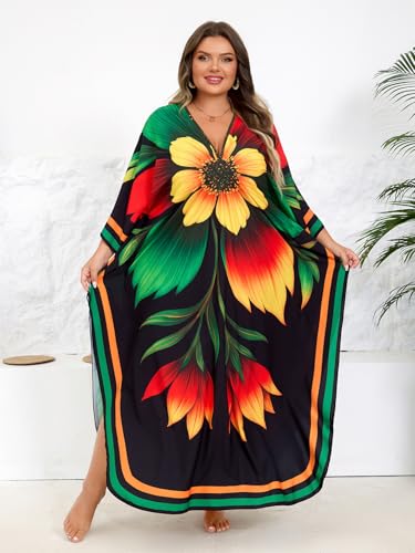 Image of Kaftan Dress for Women - Plus Size Caftan Maxi Beach Dress Moo Moos Loungewear, Swimsuit Cover Up for Beach, Pool or Vacation