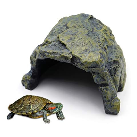Reptile Hide Rock Tortoise Cave Large Gecko Hideouts Resin Bearded Dragon Hide, for Turtles, Horned Frogs, Lizards,Spiders,Snakes, Tortoise Accessories Cover