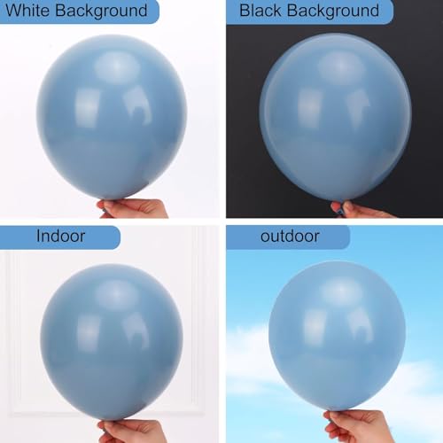 Image of RUBFAC 135pcs Dusty Blue Balloons, Boho Neutral Blue Latex Balloon Different Sizes 18 12 10 5 Inch for Garland Arch Birthday Wedding Engagements Anniversary Baby Shower Party Supplies