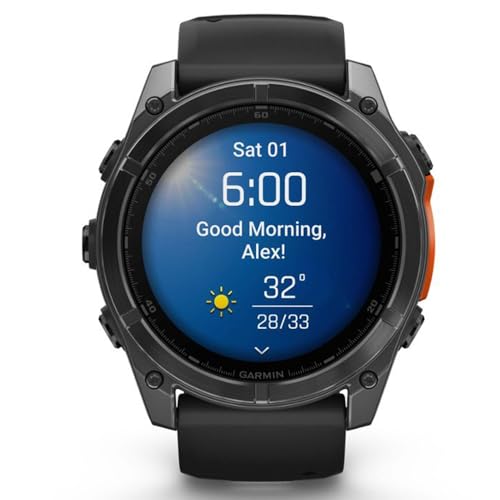 Image of Garmin Fenix 8 51mm AMOLED Multisport GPS Smartwatch, Slate Gray with Black Silicone Band, 010-02905-00 - Bundle w /Deco Essentials Charging Dock, Dust Cover and USB-C Cable