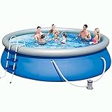 【Bomba de filtro de piscina inflable】: La piscina está equipada con una bomba de filtro en el agua y puede filtrar las impurezas y la arena fina en el agua, etc. Coopere con la tela para el suelo de la piscina y la cubierta de la piscina para aumentar la vida útil de la piscina.