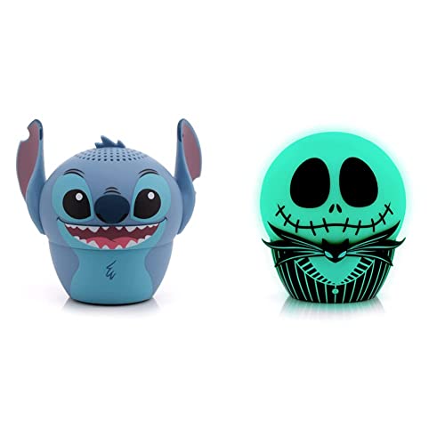 Bitty Boomers Disney: Stitch - Mini Bluetooth Speaker & Disney: Tim Burton's The Nightmare Before Christmas - Jack Skellington - Glow in The Dark - Mini Bluetooth Speaker