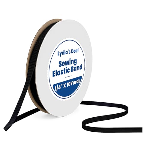 Elastic Band for Sewing 1/4 Inch Wide 10 Yards, Durable & Soft High Elasticity Stretch Elastic Bands Cord for Sewing, Waistbands, Pants, DIY Crafts, Black