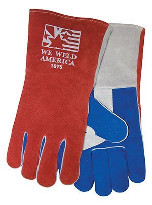 Large 1075 Stick Welders Gloves, Side Split Cowhide (8/Pack) - R3-1075L