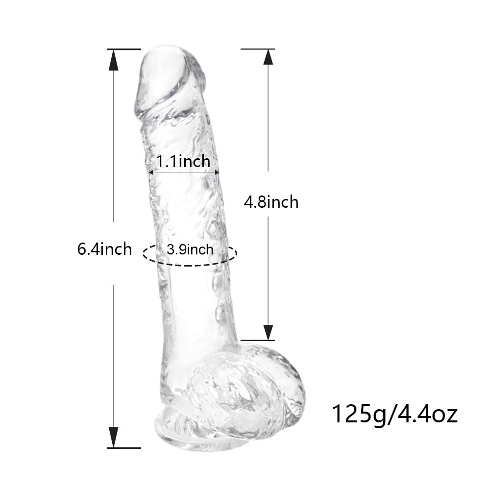 Small Realistic Clear 6 inch Cute Dildo,Adult Sex Toy with Suction Cup Dildo, Suitable for Beginner Women/Men/Gay with Thin and Slim Poke, can be Use for G-spot and Anal: Transparent