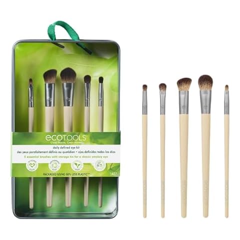 EcoTools Daily Defined Eye Brush Kit, Makeup Brushes For Liquid, Powder, & Cream Eyeshadow & Eyeliner Application, Eco-Friendly Eye Brushes, Synthetic Hair, Cruelty Free, 5 Piece Set Cover