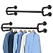 MyGift Set of 2 Black Metal Wall Mounted Bathroom Hanging Towel Bar, Bedroom Clothing Rod Rack