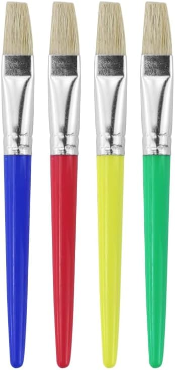 8 Pieces Kids Painting Brushes, Chubby Round and Flat Preschool School Paint Brushes Washable Acrylic Paint Brushes for Kids