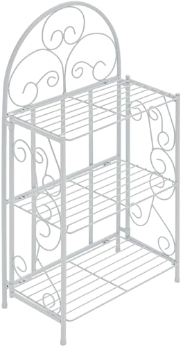 CLP Standregal Rosa im Landhausstil | Klappbares Eisenregal mit 3 Regalebenen erhältlich, Farbe:weiß