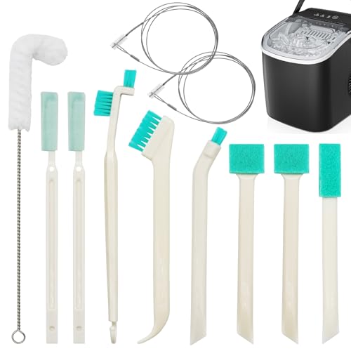 10 Pcs Ice Machine Cleaning Brush Kit, Ice Maker Cleaner Tools Set-2 Extra Long Pipe Drain Cleaners Brush, 9 Small Crevice Cleaning Brushes for Cleaning Ice Machine Crevice in Tight Spaces