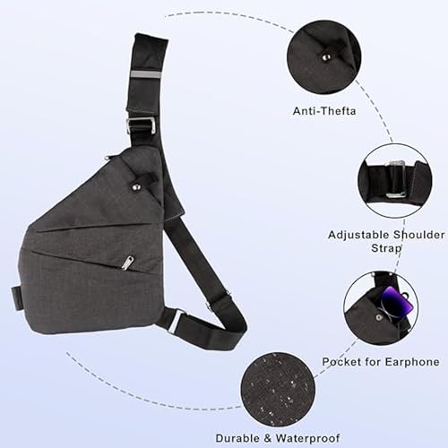 Anti Theft Travel Bag for Women/Men, Fashion Sling Bag Travel Crossbody Bag, Bag Slim Sling Bag Cross Body Travel Bag, Chest Bag for Casual Travel Hiking (Grey, Right Shoulder)2