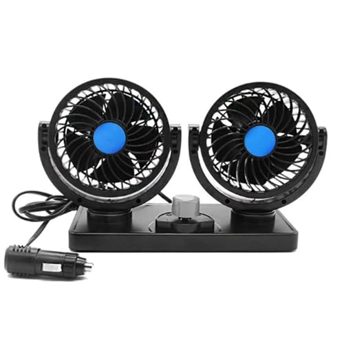 Custamix Ventilateur Voiture 12V Double Tête Rotatif – Ventilateur de Refroidissement avec 2 Vitesses, Branchement Allume-Cigare pour Camion, SUV et...