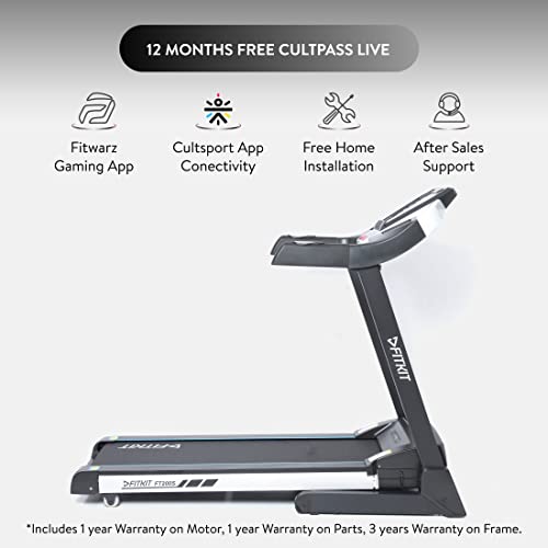 Image of Fitkit by Cult FT200S 4.5HP Peak Treadmill (Max Weight: 110Kg, Auto Incline, Max Speed 16km /hr) for Home Gym Fitness with 1 Year Warranty,Black