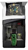 Jay Franco Minecraft Spawn Gray Twin/Full Comforter - Super Soft Kids Reversible Bedding Features Creeper - Fade Resistant Polyester Microfiber Fill (Official Mojang Product)