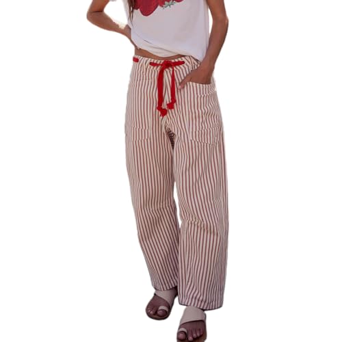 Mxiqqpltky Drawstring Barrel Jeans Women Vintage Patchwork Low Rise Baggy Denim Pants Y2K Wide Leg Boyfriend Jeans Streetwear