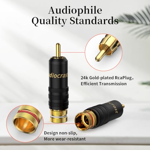 Tertullus 4 Pcs Rca Plugs Gold Plated Rca Connectors Adapter For Cable Up To 8 mm (Solder Type) - Image 2