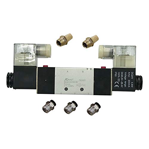 AOMAG Pneumatic Solenoid Valve 4V22008 DC 24V 1/4" PT Double Coil