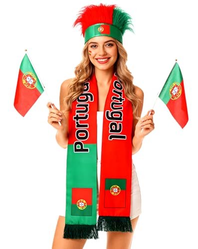 2026 Soccer Fan Kit Team Game Day Watch Party Tailgate Supplies Soccer Accessories Headband Scarf Flag Portugal