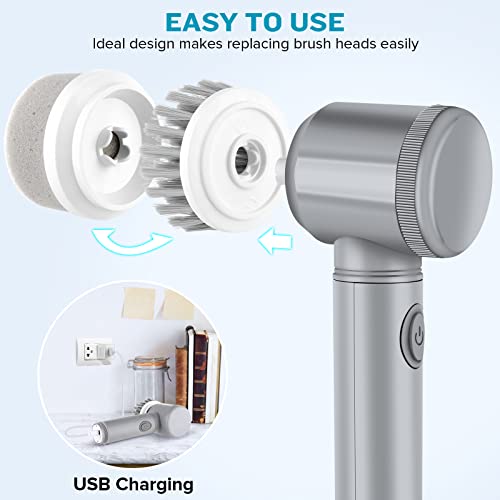 Lekishe Electric Spin Scrubber, Electric Cleaning Brush Cordless Power Scrubber With 6 Replaceable Brush Heads Handheld Power Shower Scrubber For Bathtub, Floor, Wall, Tile, Toilet #TOP5