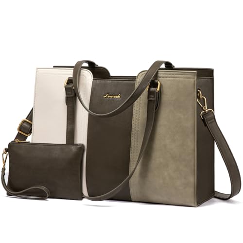 Image of LOVEVOOK Laptop Bag for Women - Waterproof Work Bag for Women & Vintage Laptop Tote Purse with Wristlet