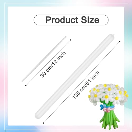 Image of Long Balloons - White 260 Balloons for Balloon Arch & Party Decor, 100Pcs | White long balloons for balloon arch & string garland decorations, thick latex & easy to inflate, great for birthday wedding