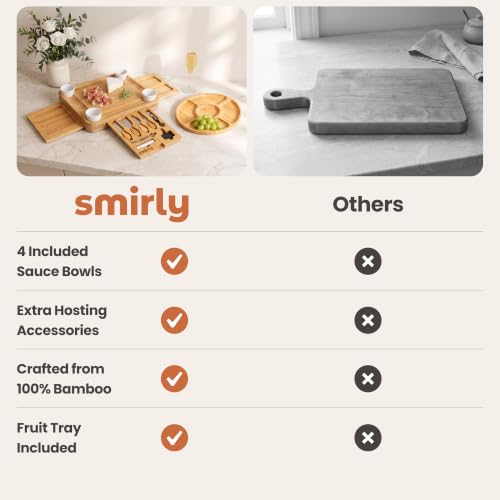 Image of SMIRLY Charcuterie Boards Set, Large Cheese Board Set, Bamboo
