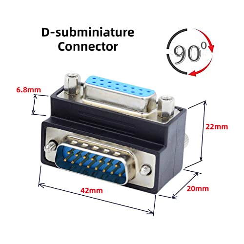 Adaptador conector D-SUB RS232 15 pines ángulo 90° miniatura 6