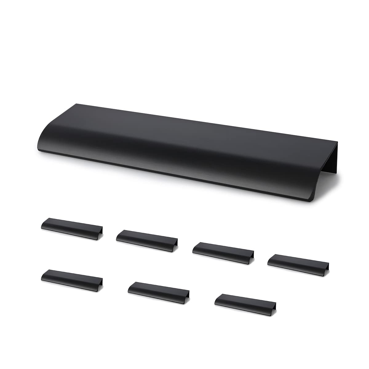 HOMOTEK8 Pack 6" Length Finger Edge Pulls Modern Invisible Furniture Drawer Handles Hidden Cabinet Hardware, Concealed Tab Pulls for Closet Dresser Kitchen Drawer, Black, 150mm