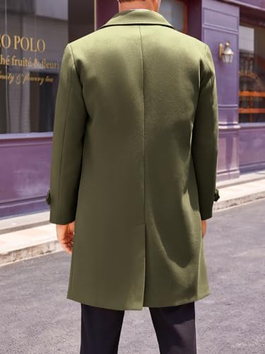 Runcati Mens Double Breasted Trench Coat Mid Long Jacket Notched Lapel Winter Chunky Warm Overcoat3