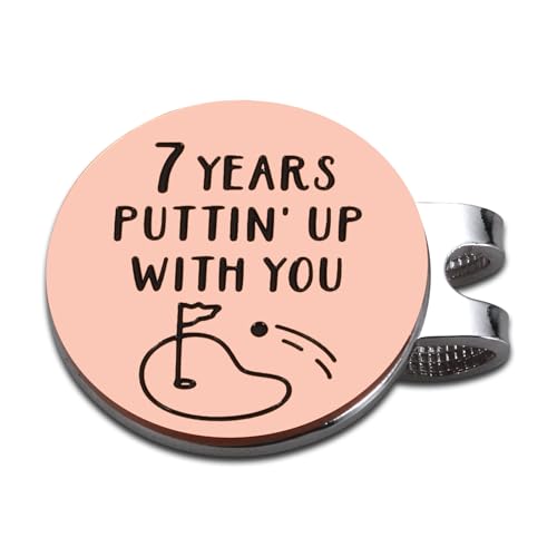 7 Year Anniversay Copper Gifts for Him Her Copper Anniversary Day Gift for Husband 7th Wedding Anniversarry Gift for Couple Golf Accessories for Men Boyfriend White Elephant Golf Ball Marker Hat Clip