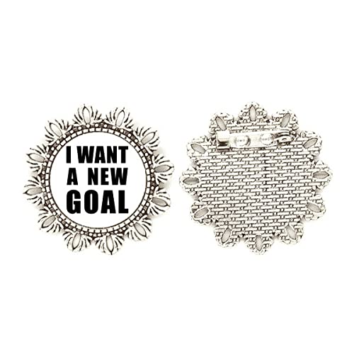 Broche de plata con flor I Want A New Goal en talla mediana