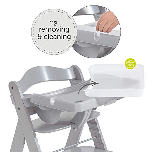 Hauck Alpha Tray 3in1 Set, tiefenverstellbares Essbrett mit herausnehmbarem Tablett, grau & Alpha Cosy Comfort Sitzverkleinerer ab 6 Monate, grau, 667866