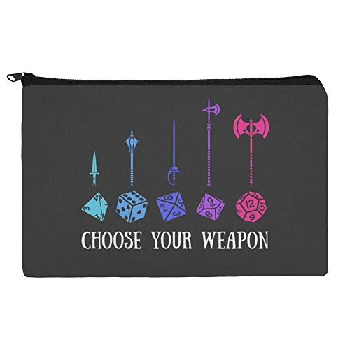 Choose Your Weapon Dungeon RPG Dice Makeup Cosmetic Bag Organizer Pouch