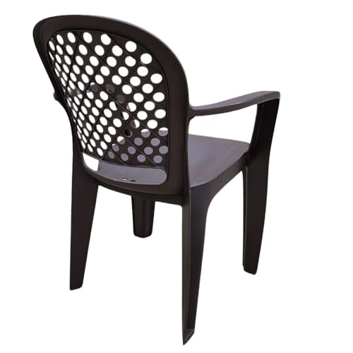Image of Cello Crystal Armrest Plastic Chair with Matt Finish | Chairs for Home, Garden, Living Room Indoor and Outdoor Use (Colour: Brown, Set of 2)